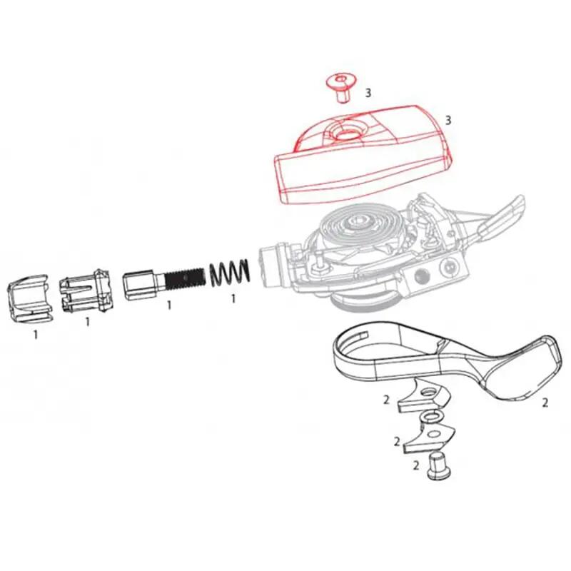 Right rear derailleur lever housing kit with mounting screws Sram Trigger XX1