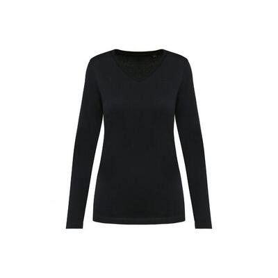 Dames t-shirt met suprima v-hals en lange mouwen kariban premium