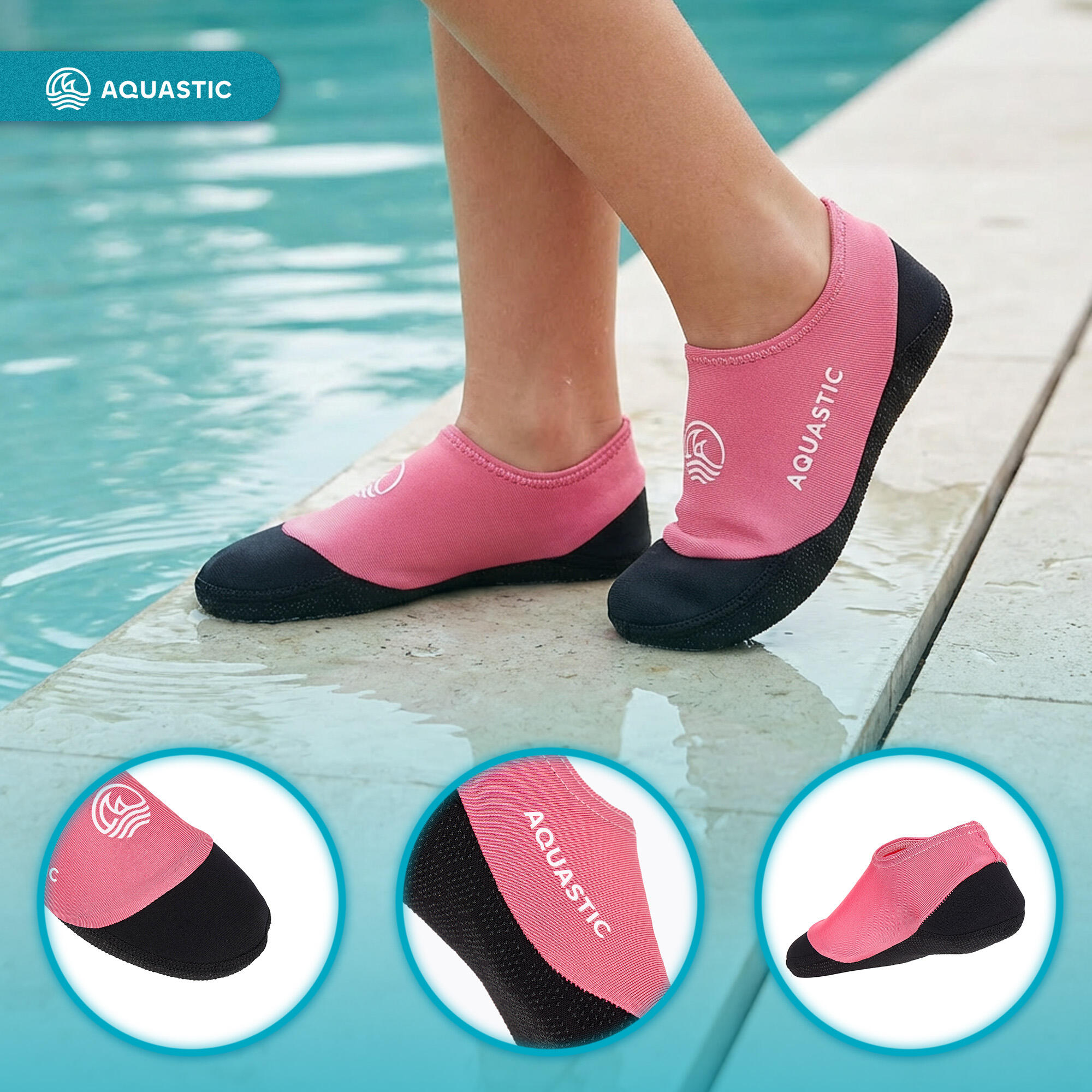 Chaussettes de piscine pour enfants AQUASTIC Seavie antidérapantes 3/7