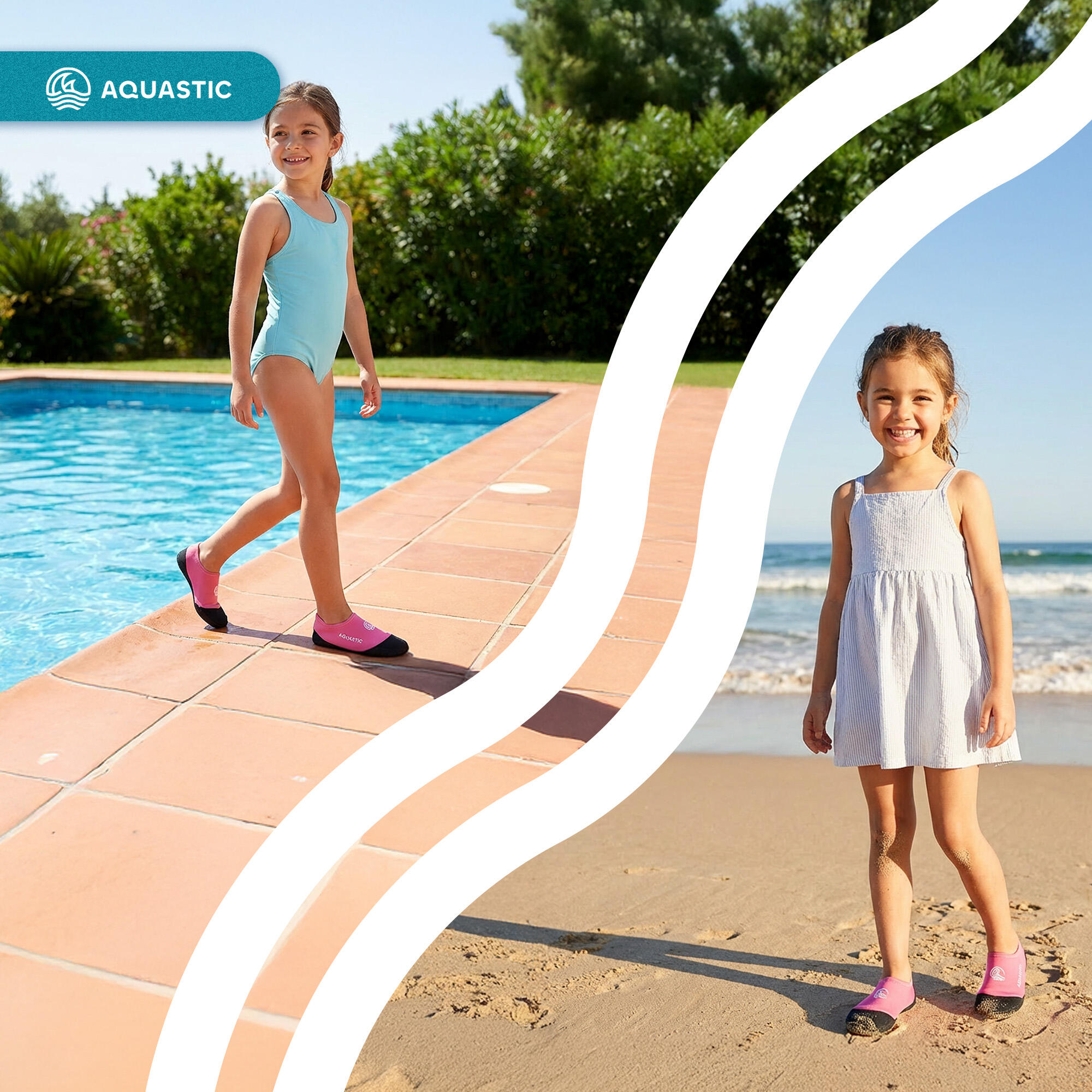 Chaussettes de piscine pour enfants AQUASTIC Seavie antidérapantes 7/7