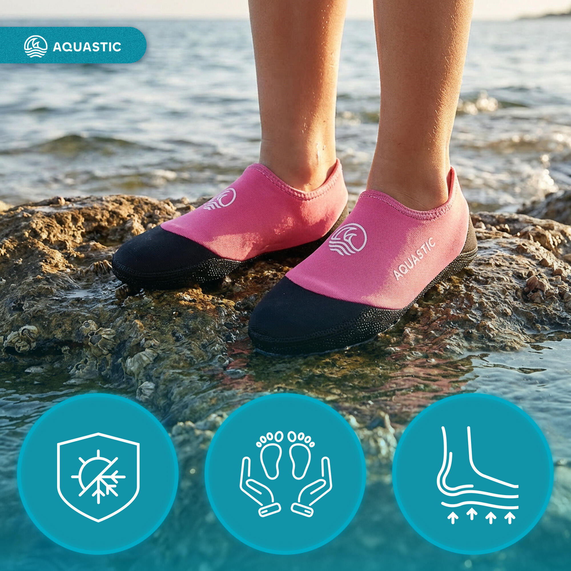 Chaussettes de piscine pour enfants AQUASTIC Seavie antidérapantes 5/7