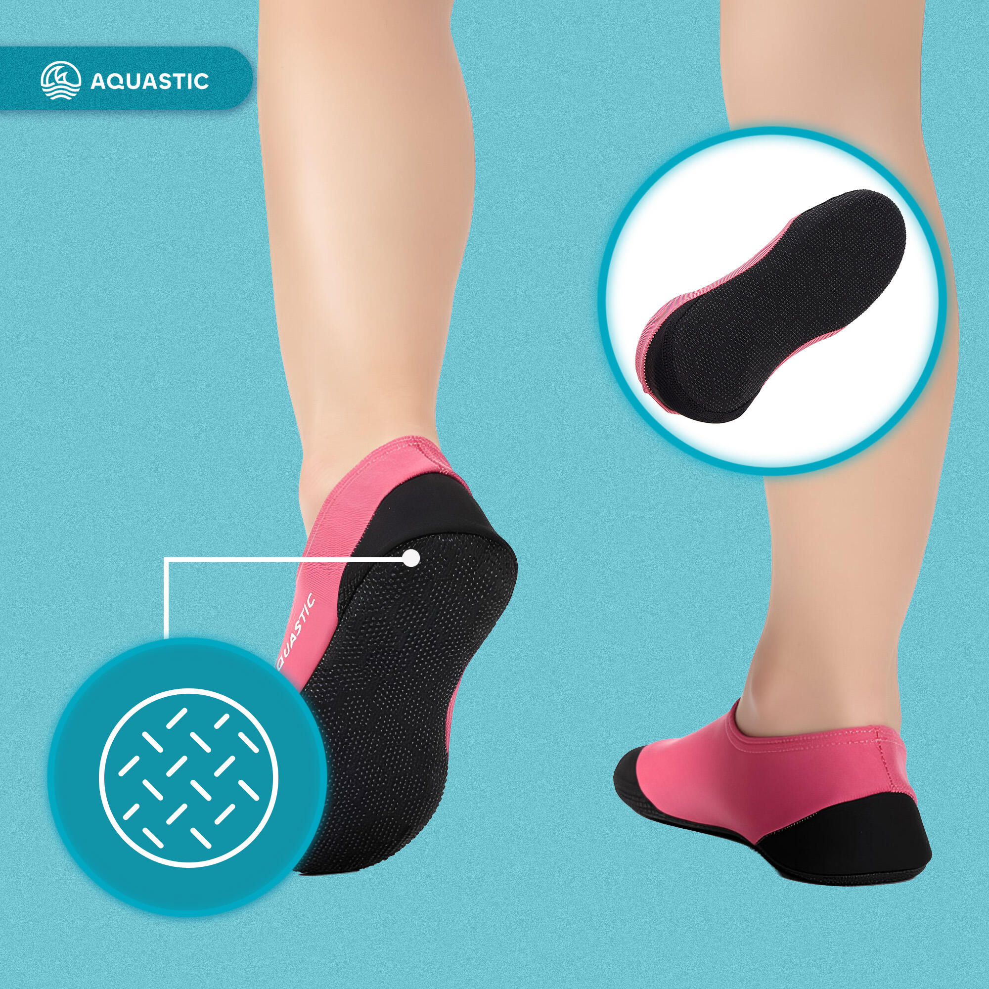 Chaussettes de piscine pour enfants AQUASTIC Seavie antidérapantes 6/7