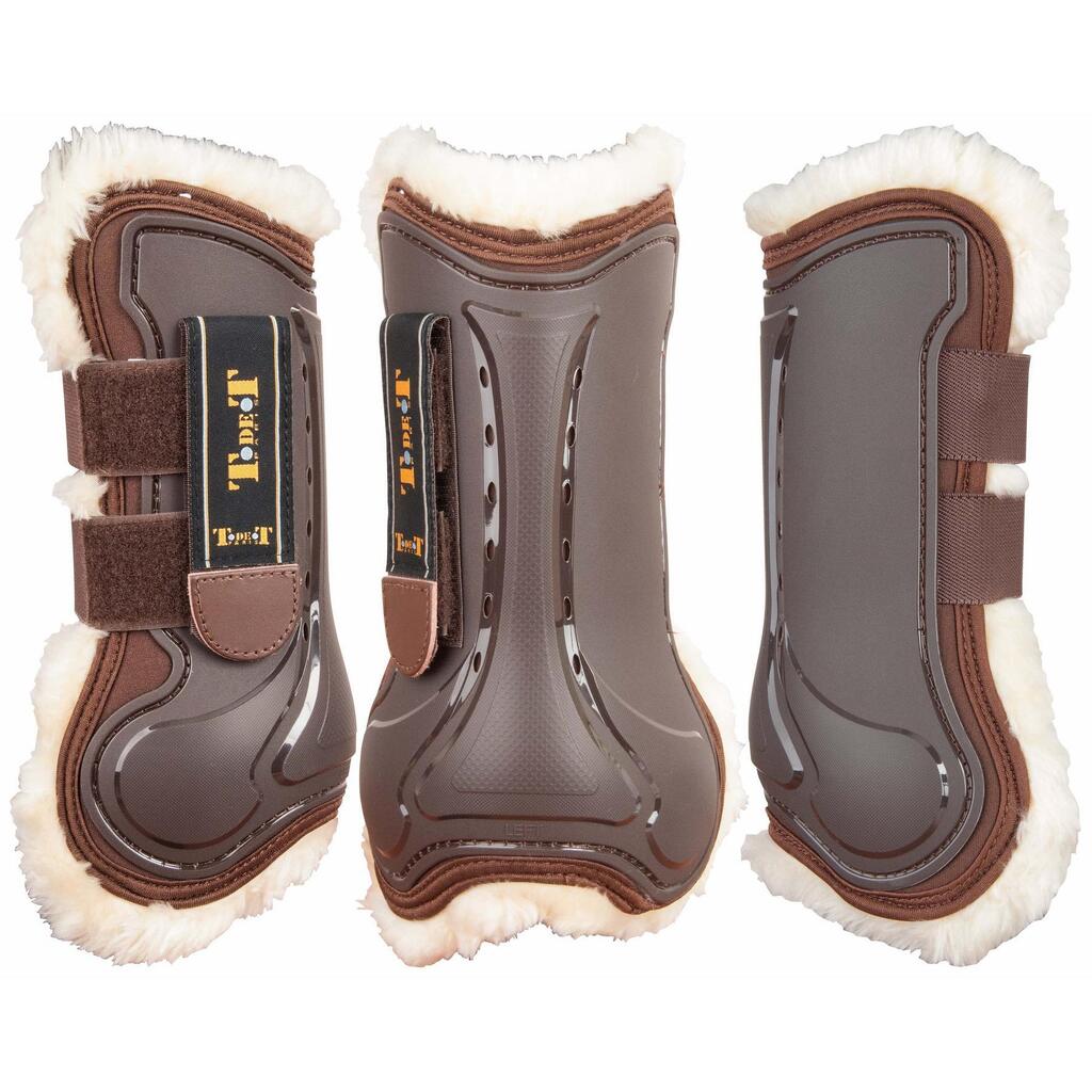 Open front gaiters for horses in sheepskin T de T Design