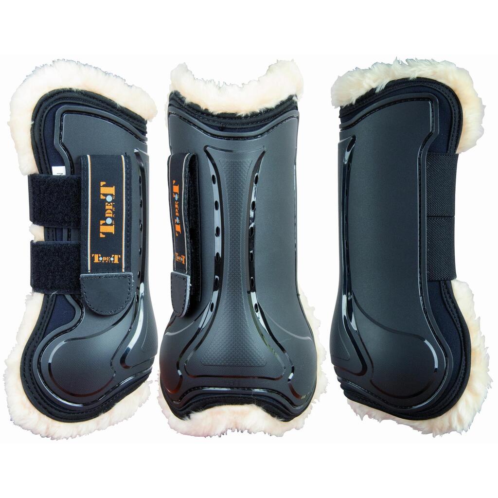Open front gaiters for horses in sheepskin T de T Design