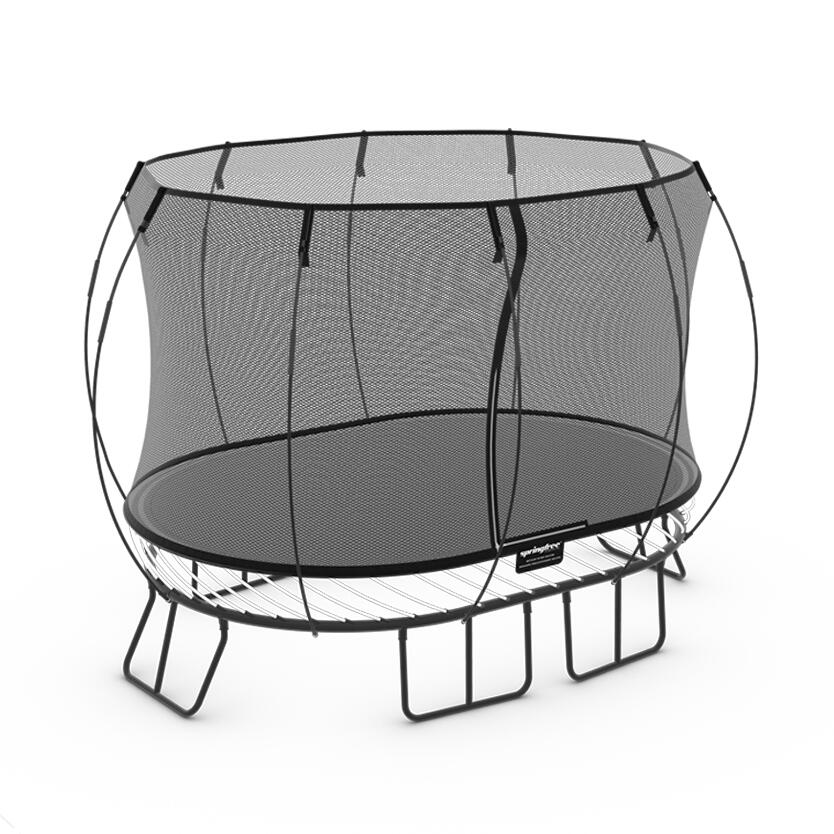 SPRINGFREE Bezpečná zahradní trampolína oválná 2,4 × 3,4m s ochrannou sítí a měkkými okraji