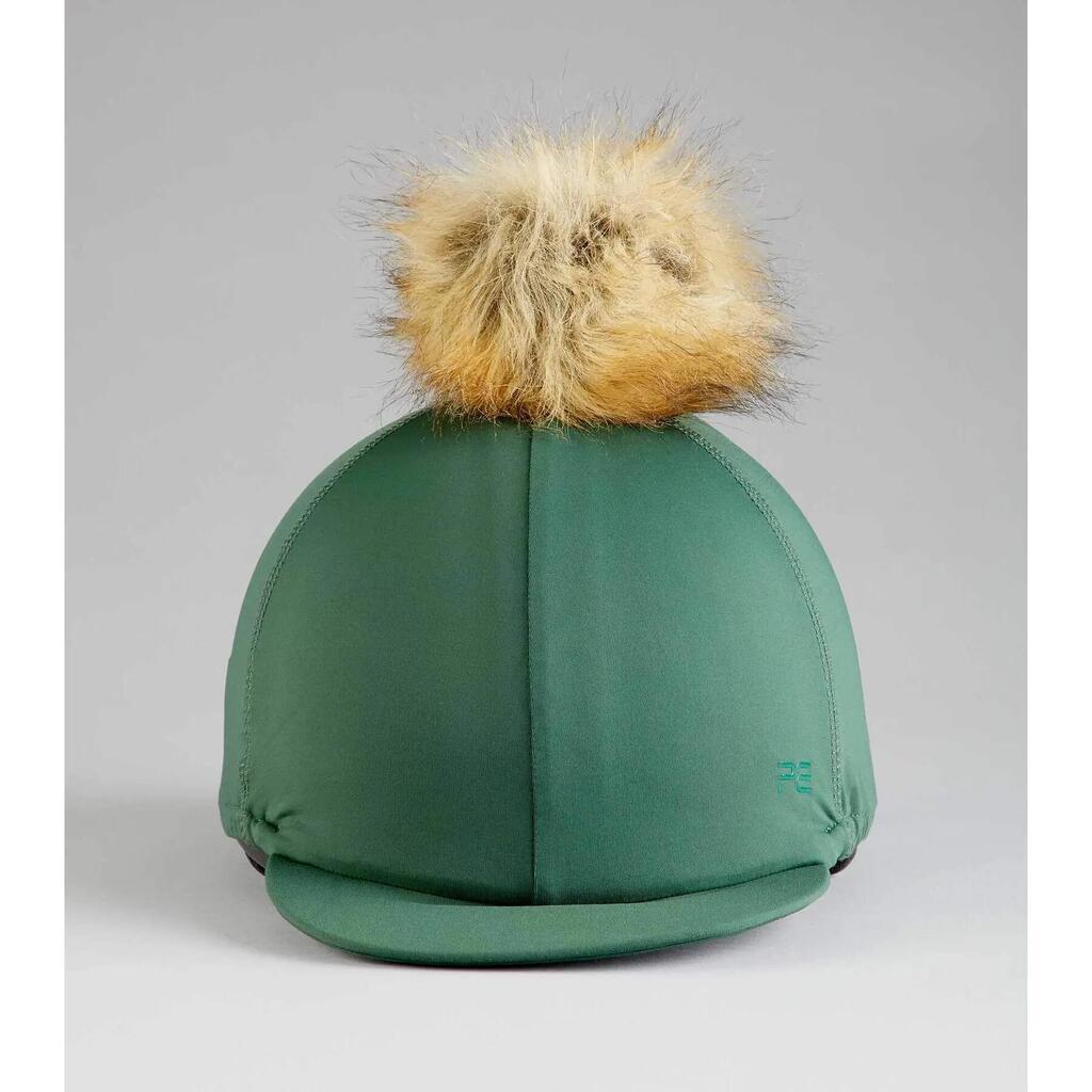 Riding helmet cap in jersey with faux fur pompom Premier Equine