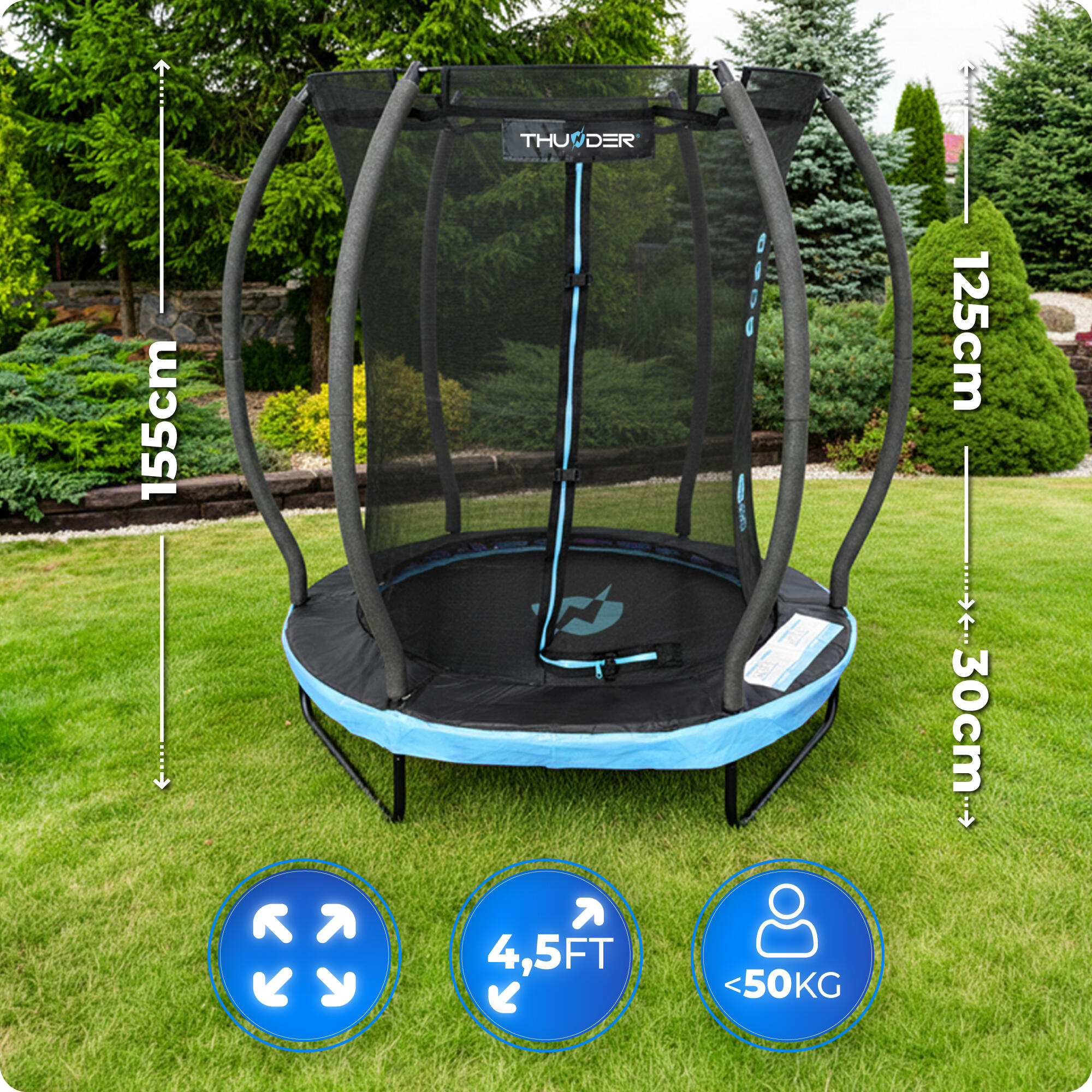 Trampolina THUNDER INSIDE ULTRA 4.5FT (140cm) BLAUW 2/7