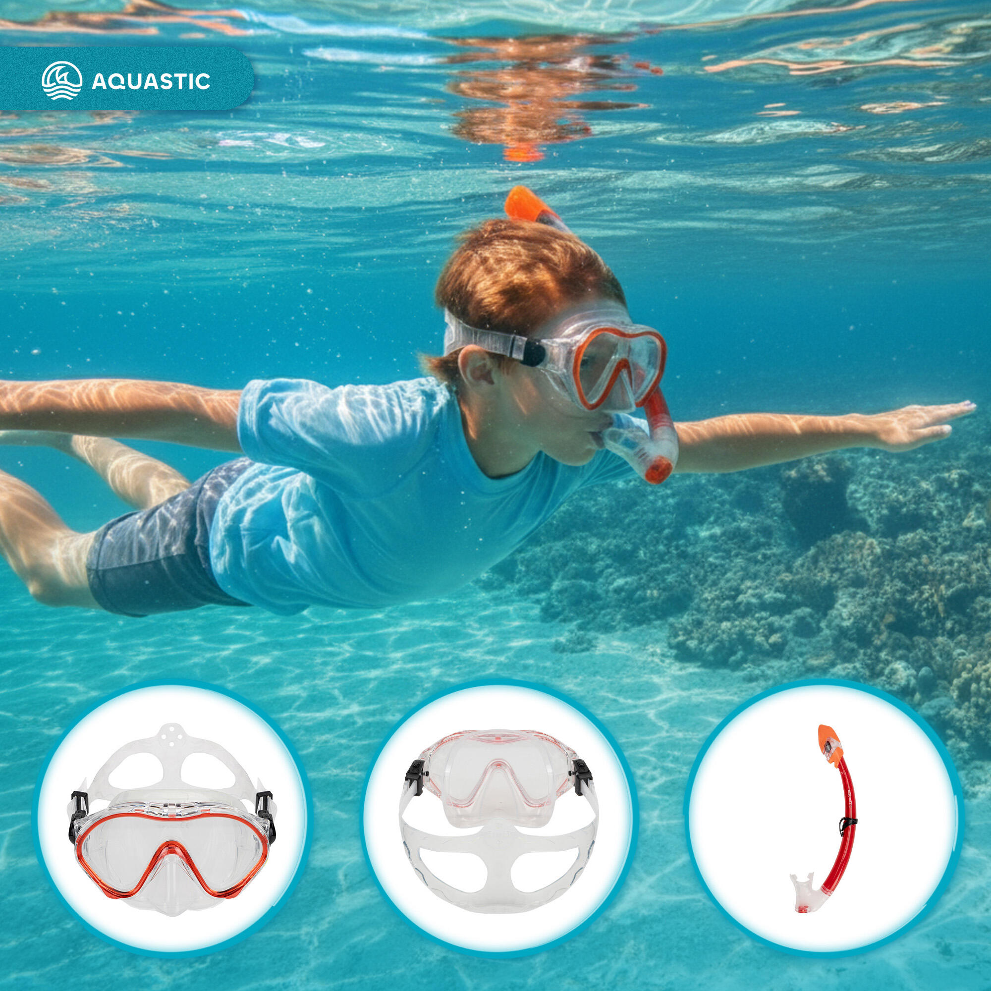 Set snorkeling per bambini AQUASTIC Minke 3/7