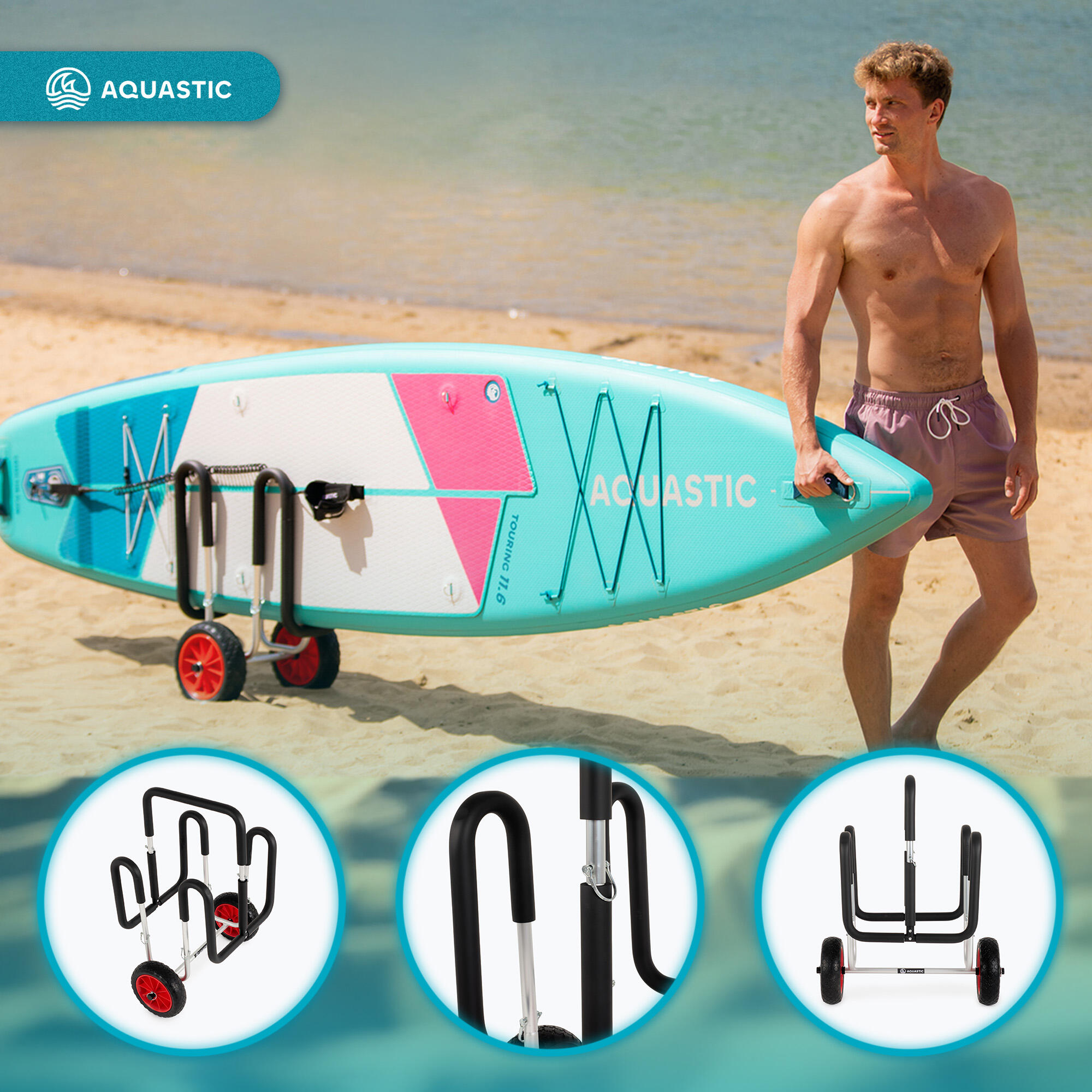 Wózek na 2 deski SUP AQUASTIC AQS-B5I015-NC 3/7