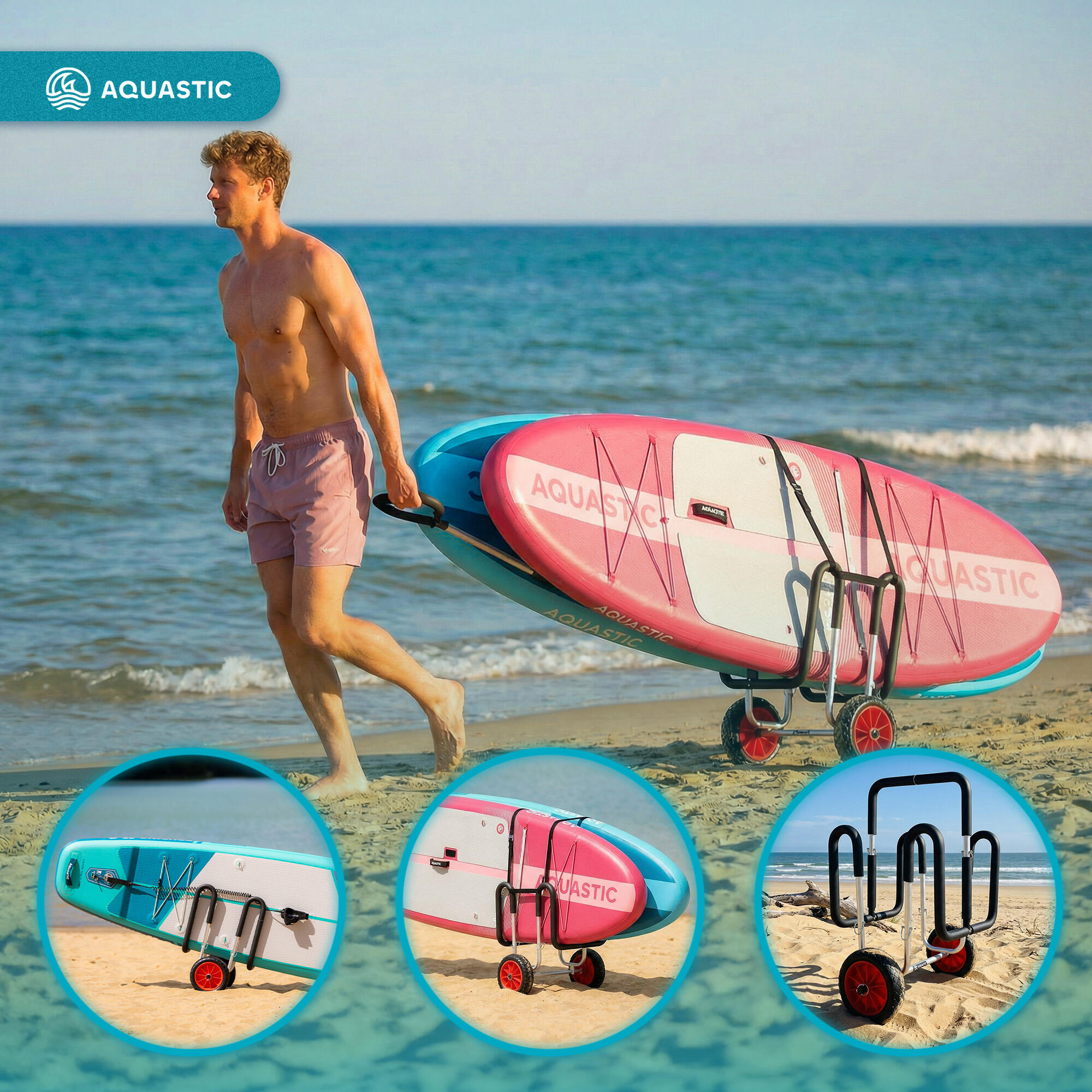 Wózek na 2 deski SUP AQUASTIC AQS-B5I015-NC 4/7