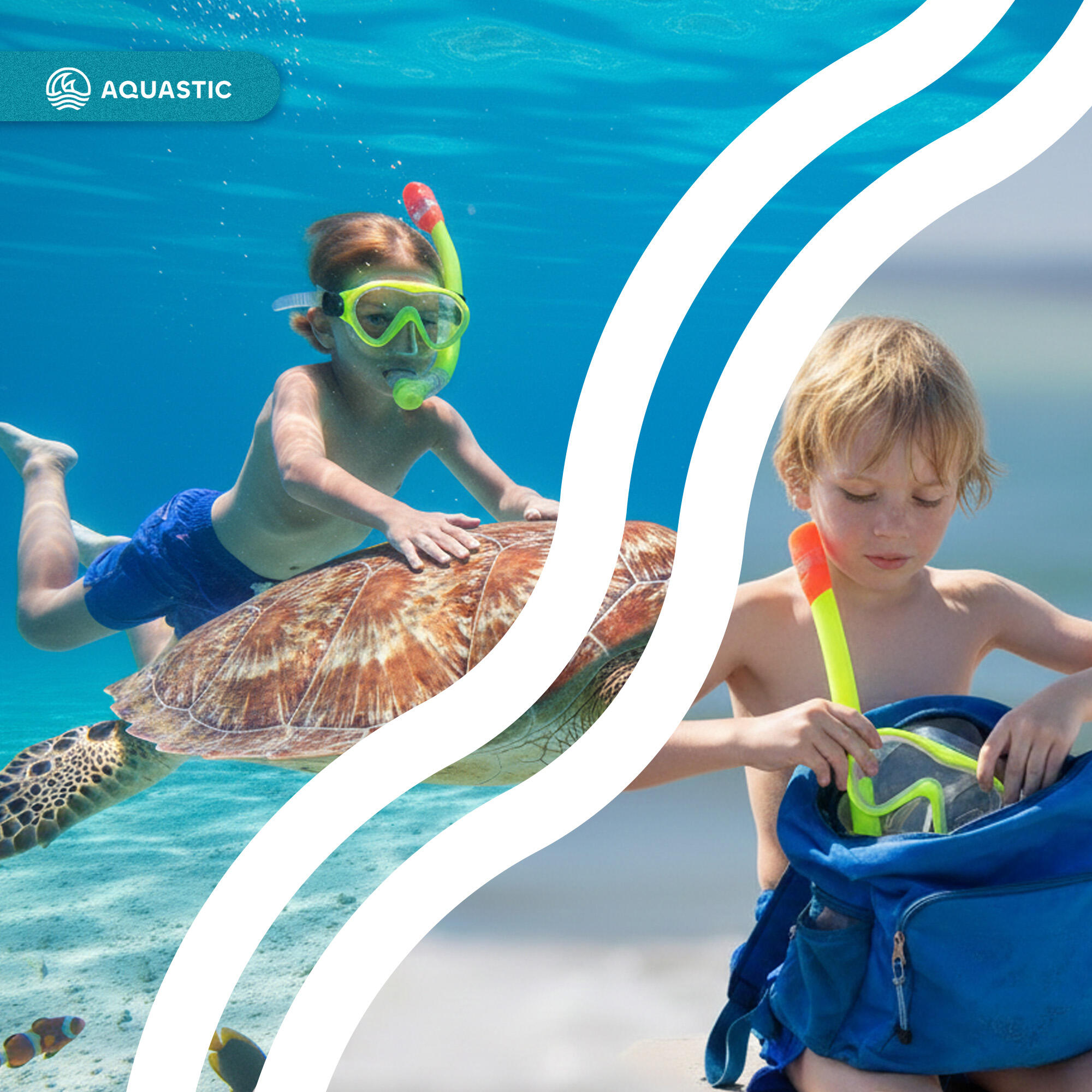 Ensemble de plongée en apnée pour enfants AQUASTIC Minke 7/7
