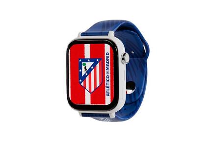 Montre SaveWatch Plus Atlético Madrid, boîtier blanc, bracelet en silicone bleu