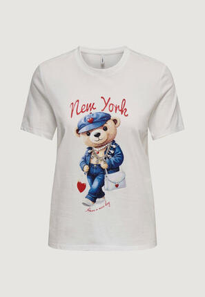 t-shirt crop top Onlmaeve Life S/S Reg Tee Cs Jrs FEMME blanc