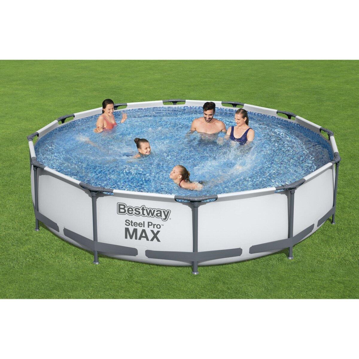 Bestway 12ft Steel Pro Max Round Pool Set, Swimming Pool, White 2/7