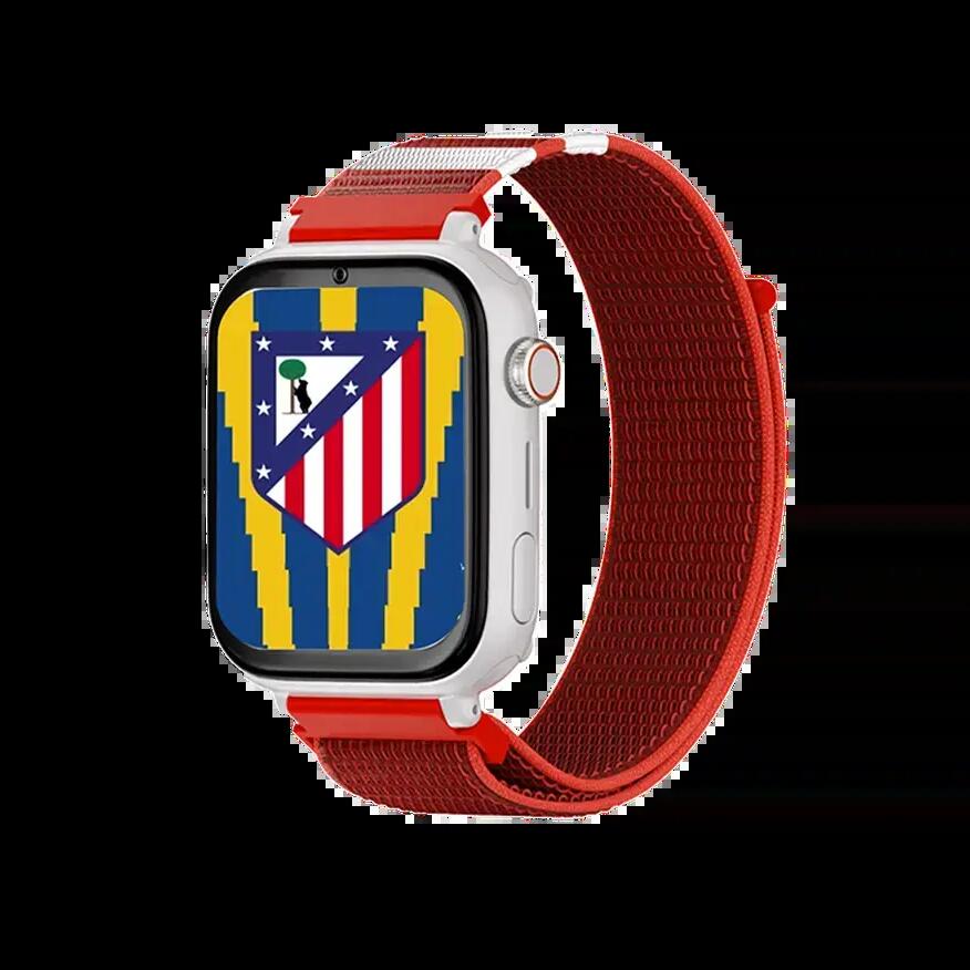 SaveWatch Plus Atletico Madrid White Case Red Fabric Strap