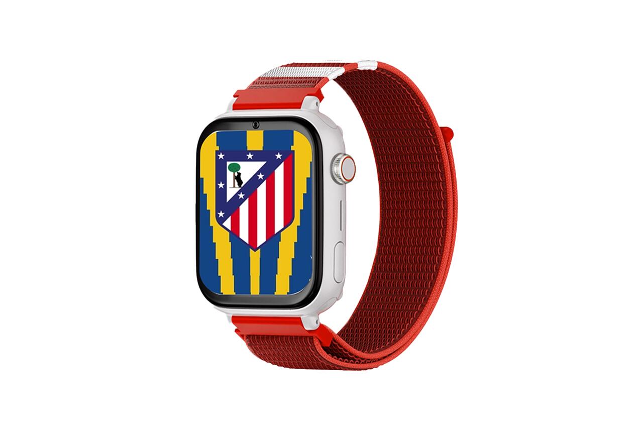 Montre SaveWatch Plus Atlético de Madrid, boîtier blanc, bracelet en tissu rouge 1/4