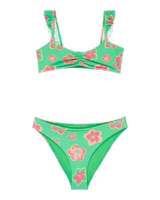 Zweiteiliges bralette-bikini-set tropicool grün meisjes 6-16