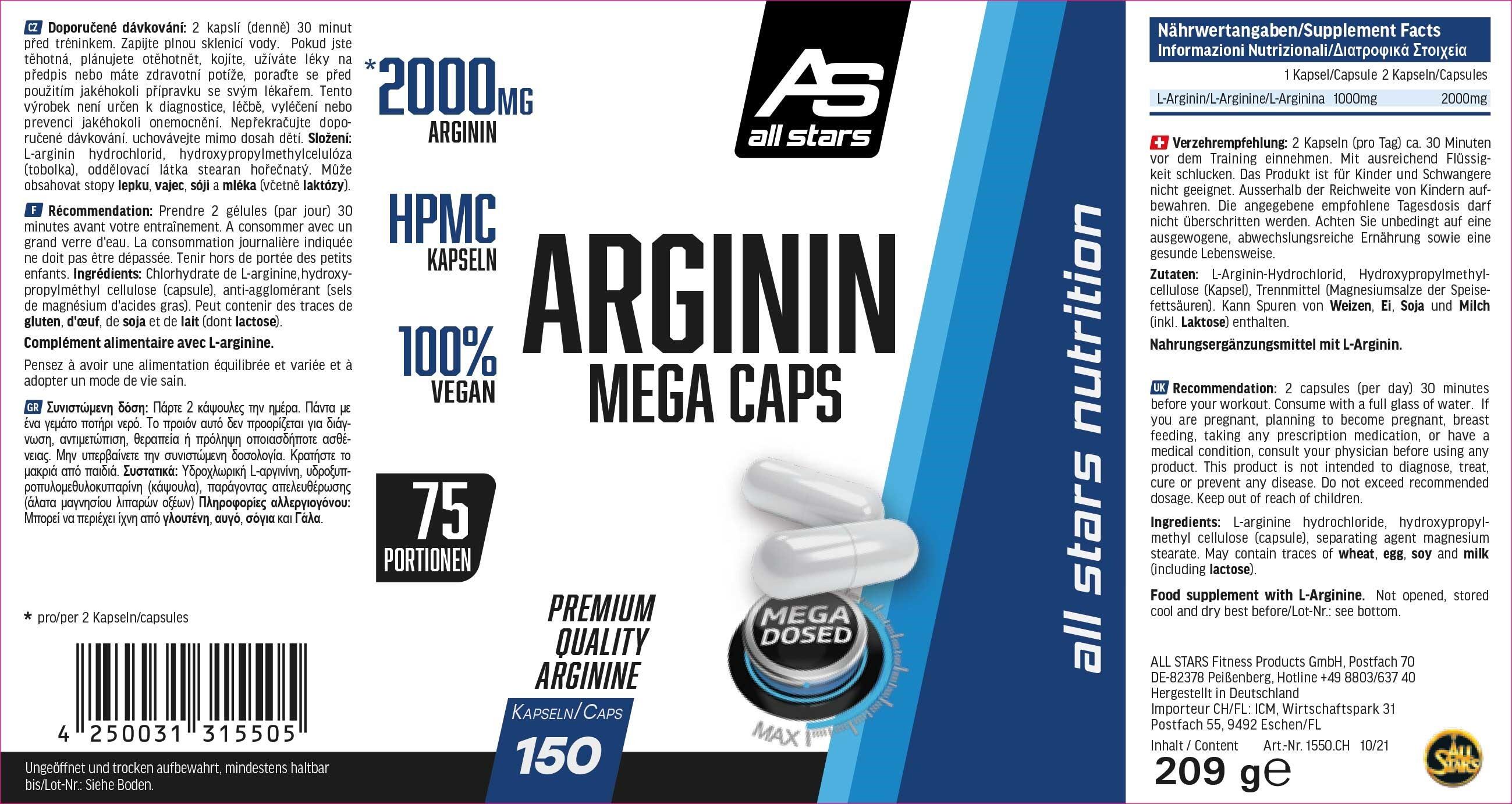 All Stars Arginin Mega Caps (150 Kapseln) 5/6
