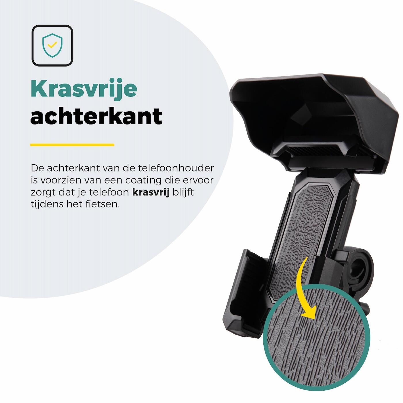 Voltano Protect Telefoonhouder Fiets - Zwart - Met Dakje Tegen Regen / Zon 2/7