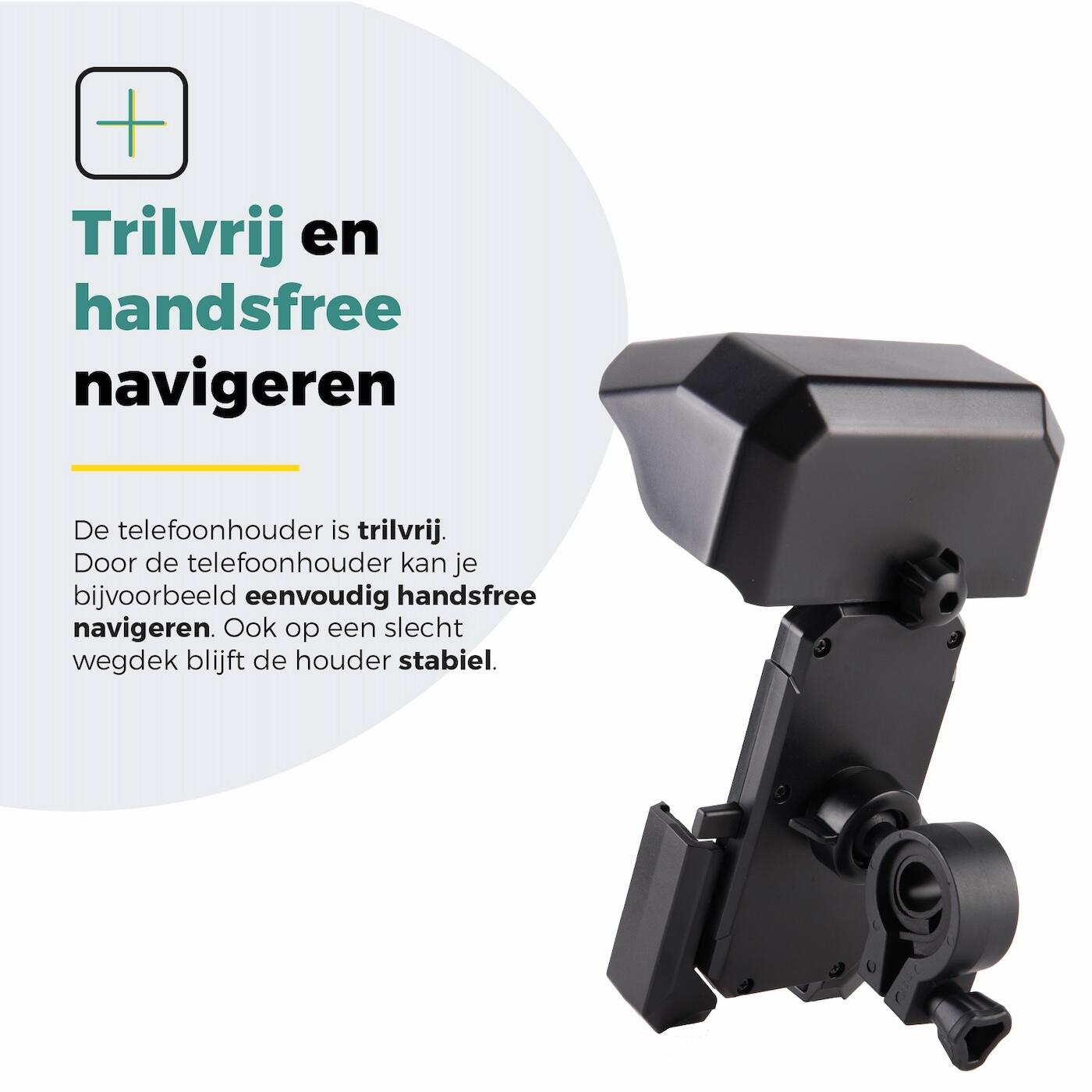 Voltano Protect Telefoonhouder Fiets - Zwart - Met Dakje Tegen Regen / Zon 6/7