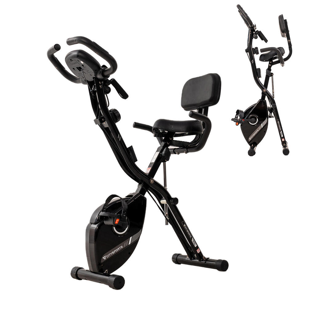 Exercise Bike CITYSPORTS Black Foldable 2-in-1 12 Levels S-Frame