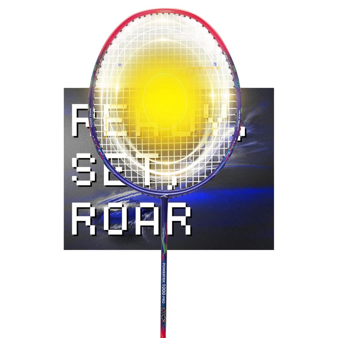 Badmintonschläger - Powertek 1000 PRO Marineblau/Rosa 4/7