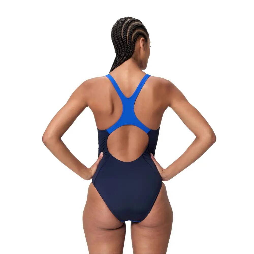 Speedo Dames Badpak Solid Splice Medalist Marine/Blauw 2/5