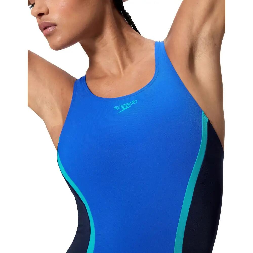 Speedo Dames Badpak Solid Splice Medalist Marine/Blauw 4/5