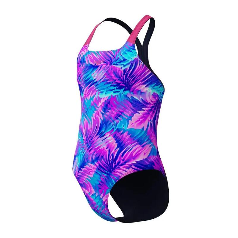 Costum inot fete Speedo Printed Powerback roz/albastru – rezistent la clor
