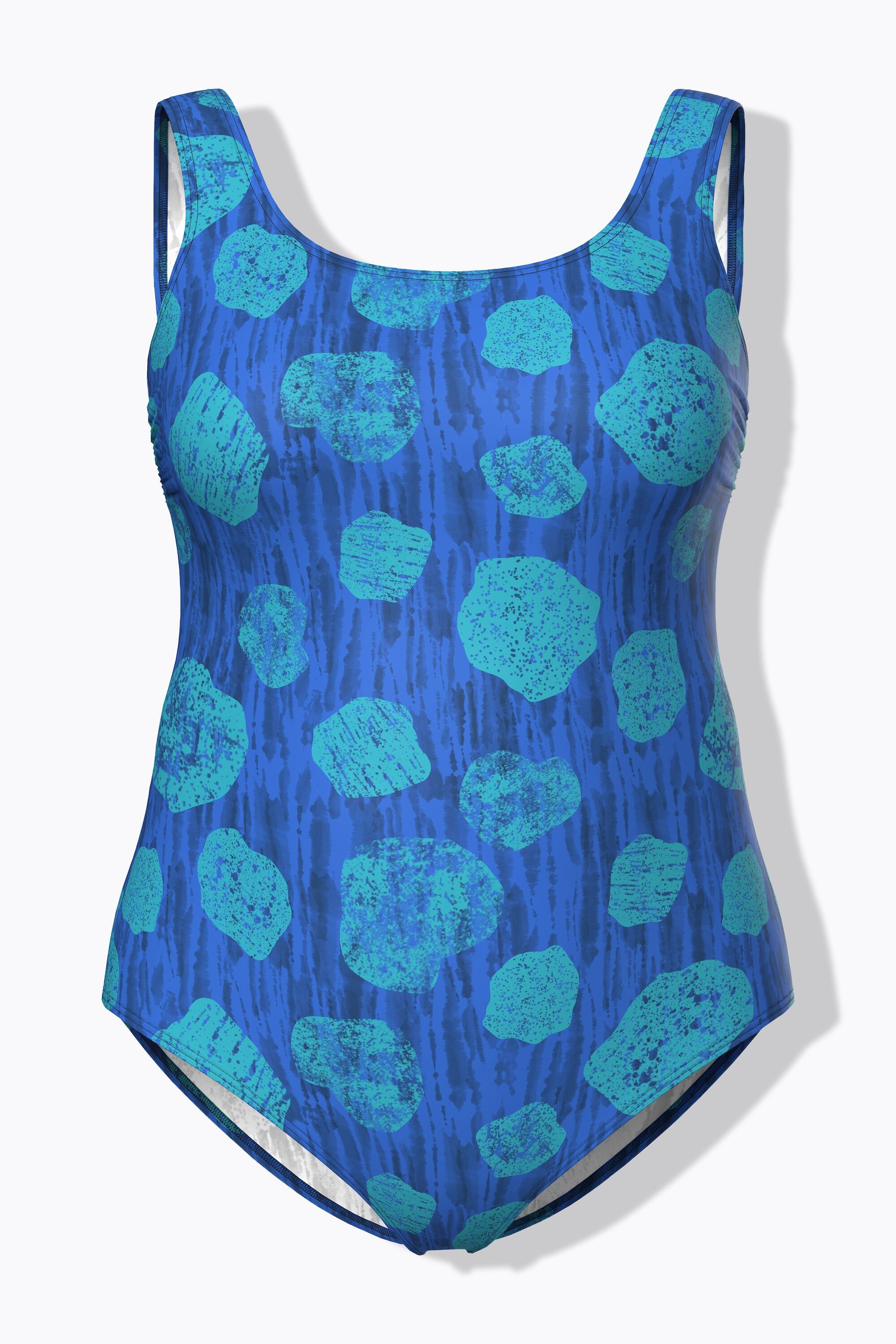 Damen Badeanzug Punkte ohne Softcups Rundhals 6/7