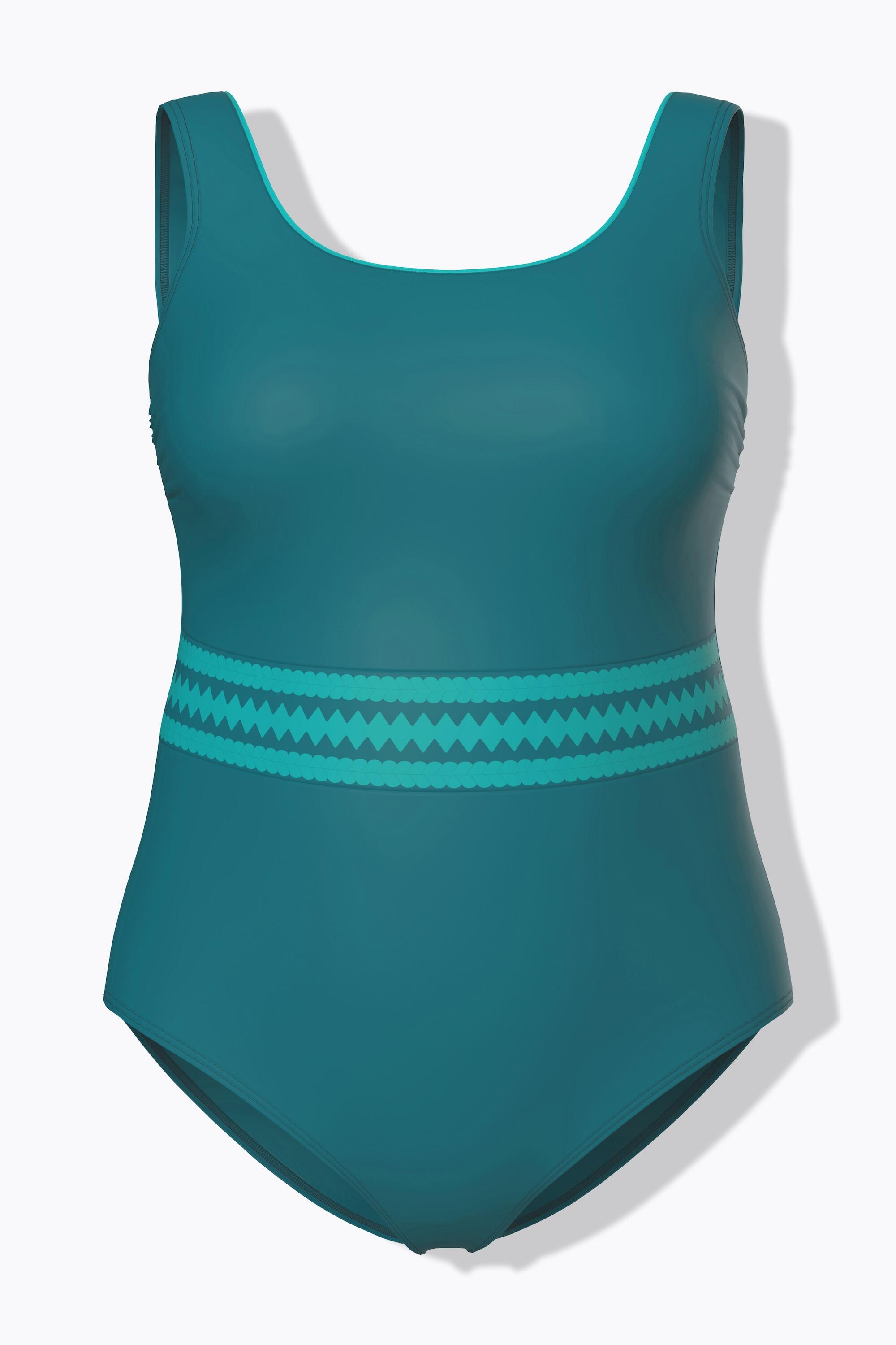 Femme Maillot de bain sans bonnets souples décolleté rond et bandes colorées 6/7