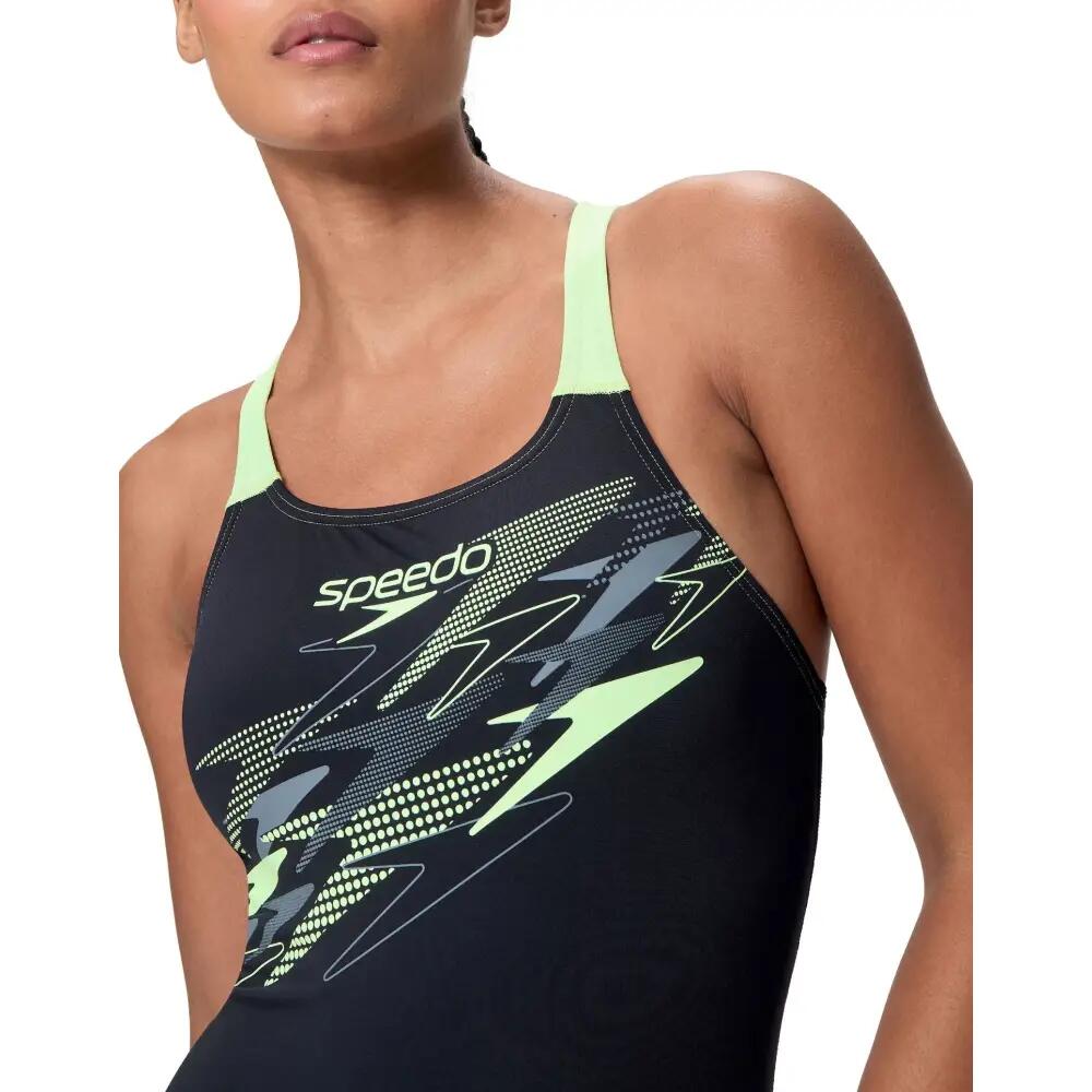 Speedo Dames Badpak Medley Logo Medalist Zwart/Groen 4/5