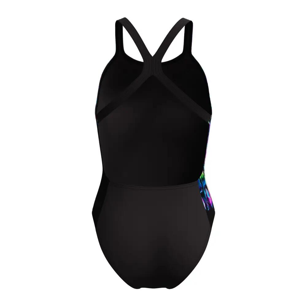 Speedo Club Training Printed Powerback Swimsuit - Black/Purple 2/6
