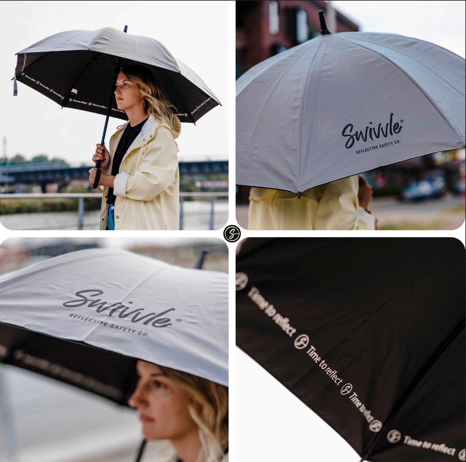 Elegante ombrello antivento riflettente 360°, modello Phyto 4/6