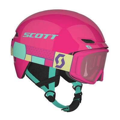 Scott keeper 2 + witty kinder skihelm + skibril set roze/groen