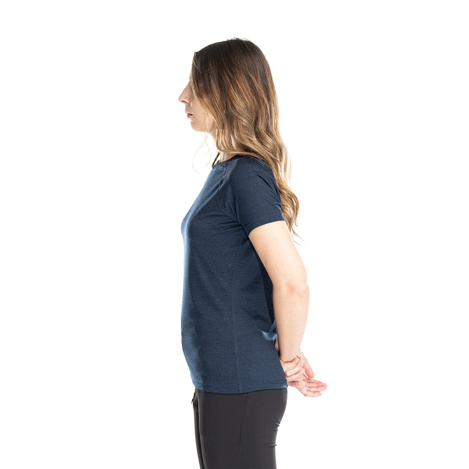 Nila Merino Baselayer Shirt Damen kurzarm Wandern - deepblue 3/7