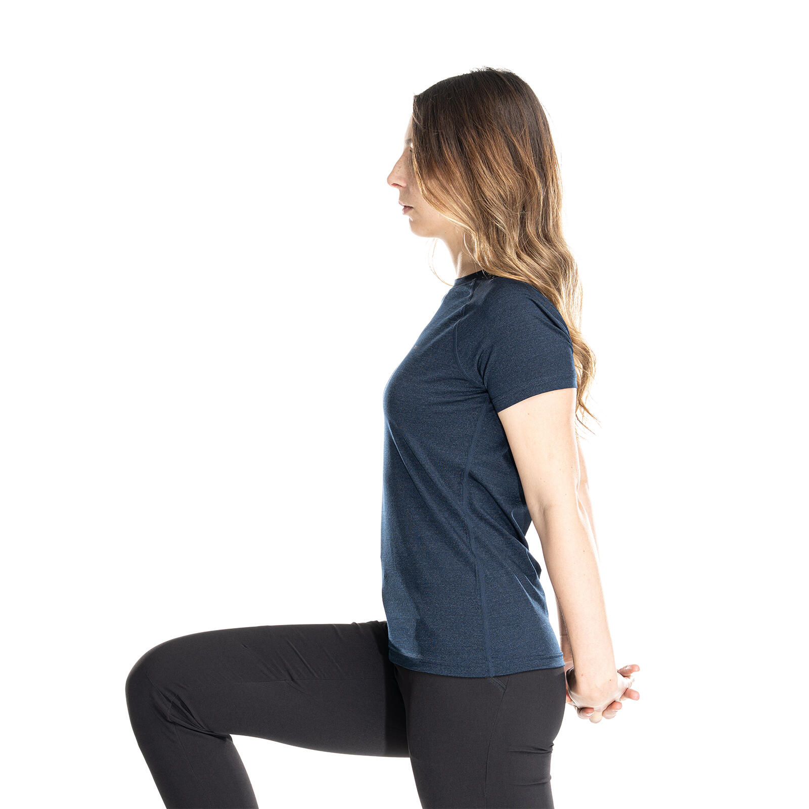 Nila Merino Baselayer Shirt Damen kurzarm Wandern - deepblue 4/7