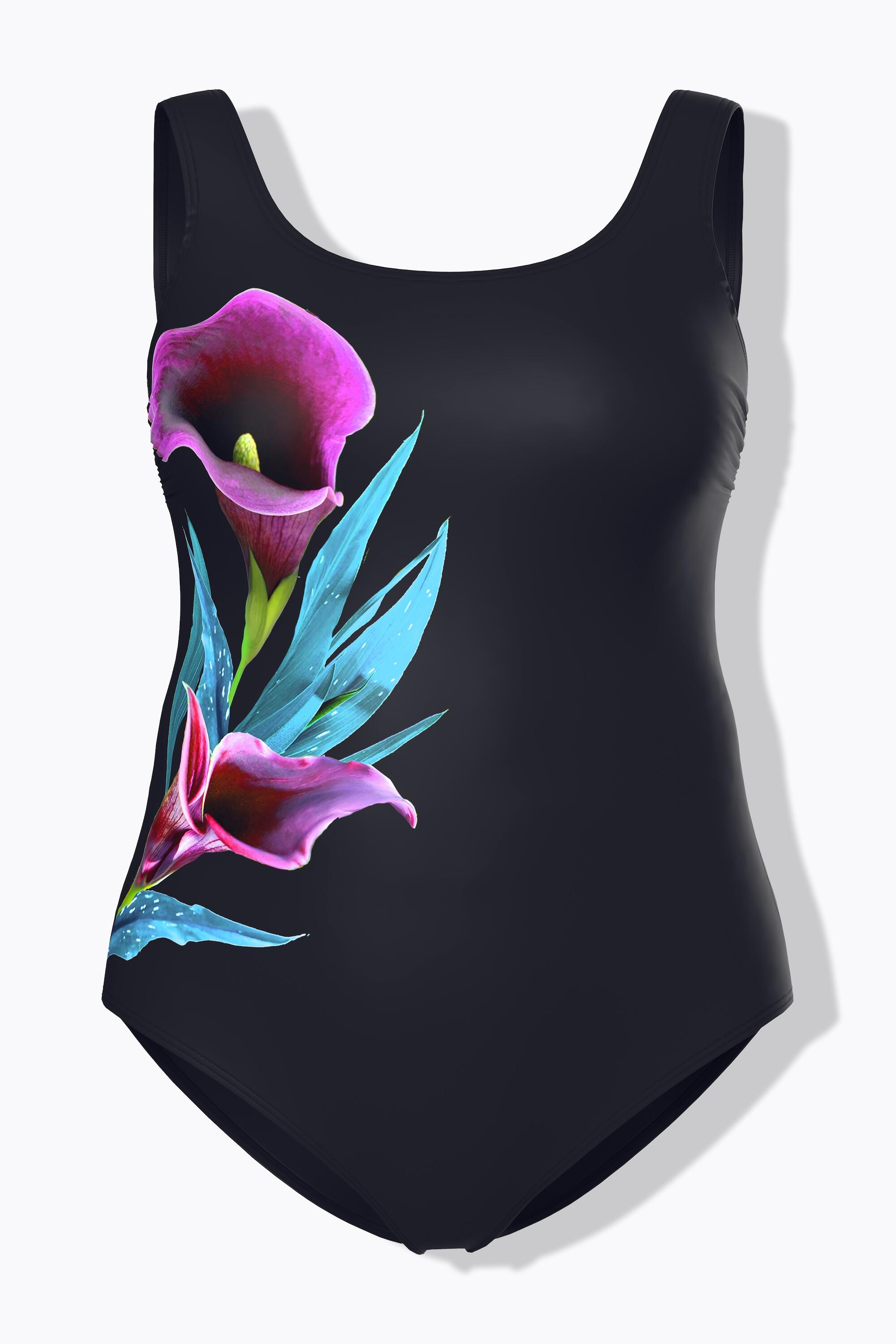 Femme Maillot de bain sans bonnets souples motif arums décolleté rond 6/7