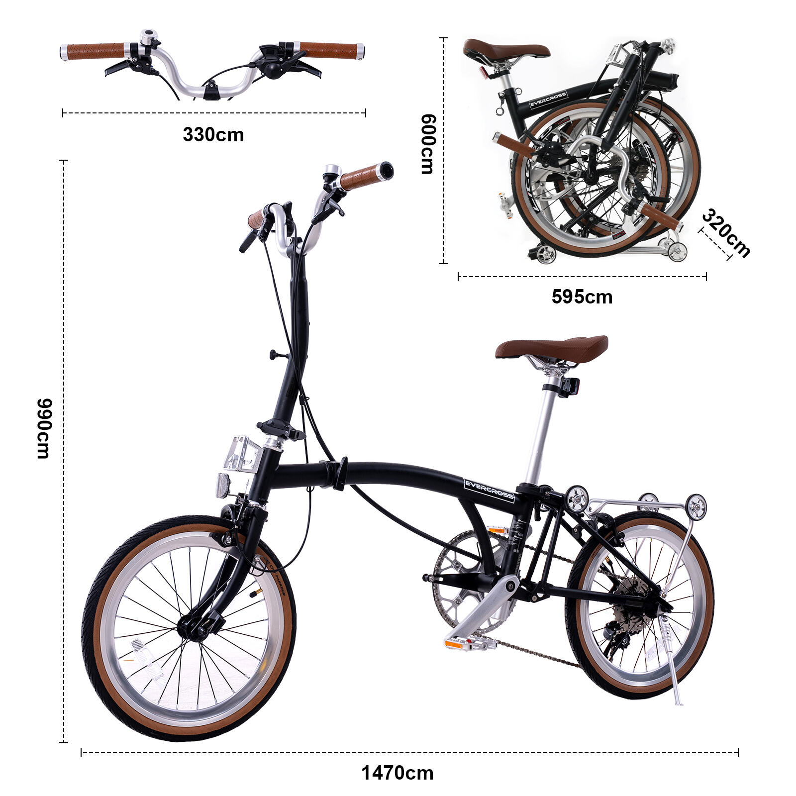 Vouwfiets EM6 16” - 9 Versnellingen Shimano- Drievoudig Vouwsysteem-Ultracompact 3/7