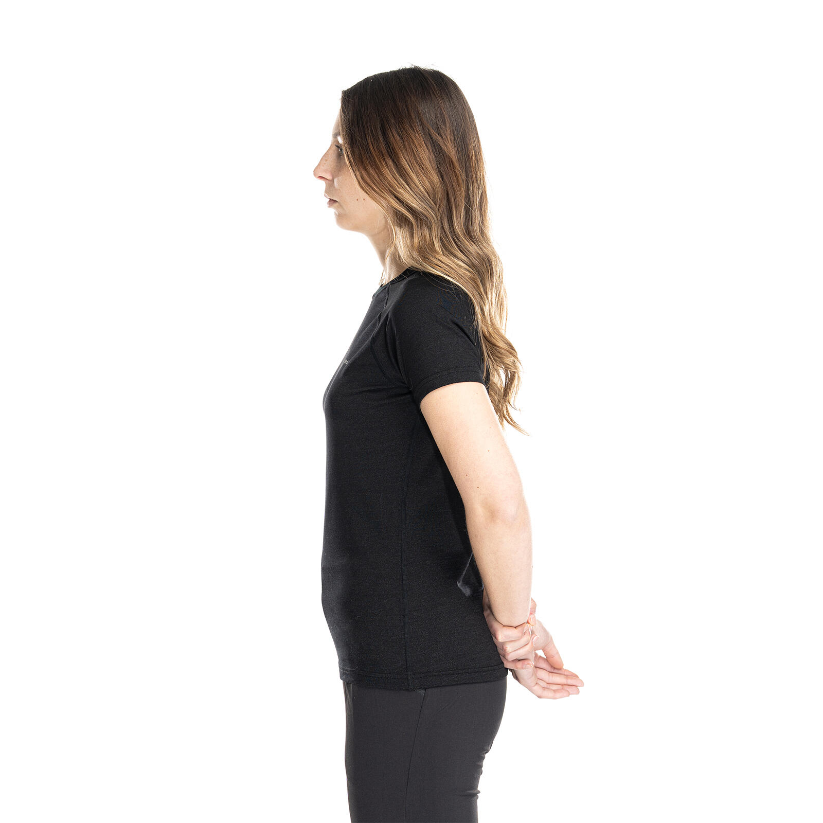 Nila Merino Baselayer Shirt Damen kurzarm Wandern - coalblack 3/7