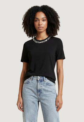 Crop top t-shirt onlparker s/s o-neck bling top box jrs dames zwart