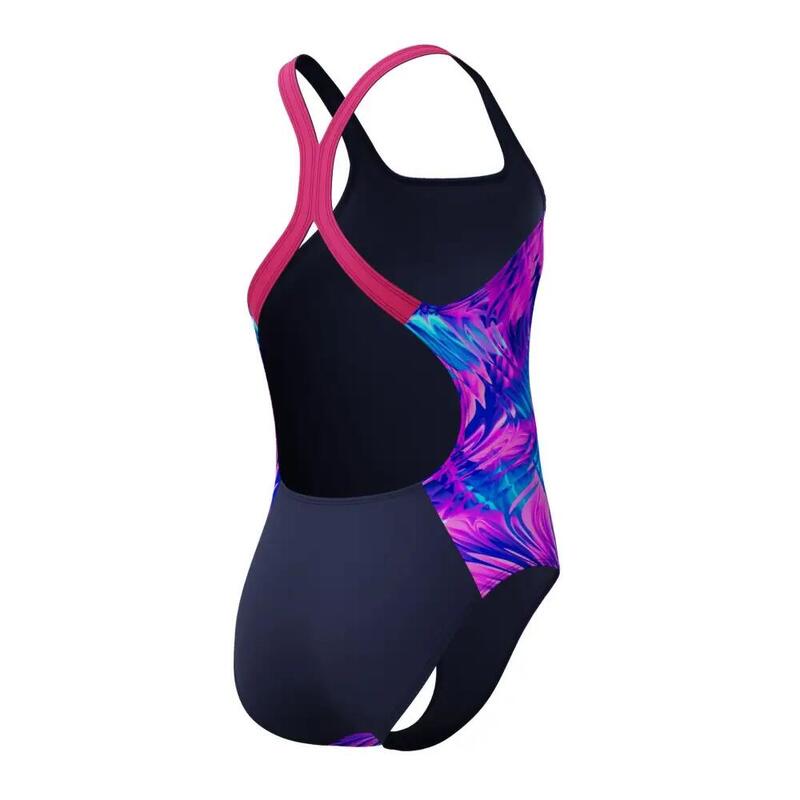 Costum inot fete Speedo Printed Powerback roz/albastru – rezistent la clor