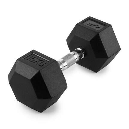 Gummierte Gusseisenhantel HEX 15 kg UpForm
