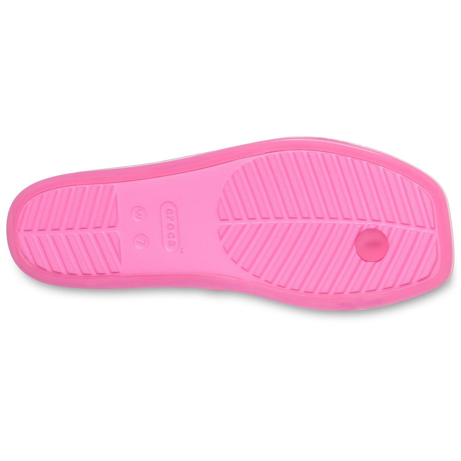 Crocs Miami Jely Toe Loop EVA Women's Pink Lemonade Sandals 4/6