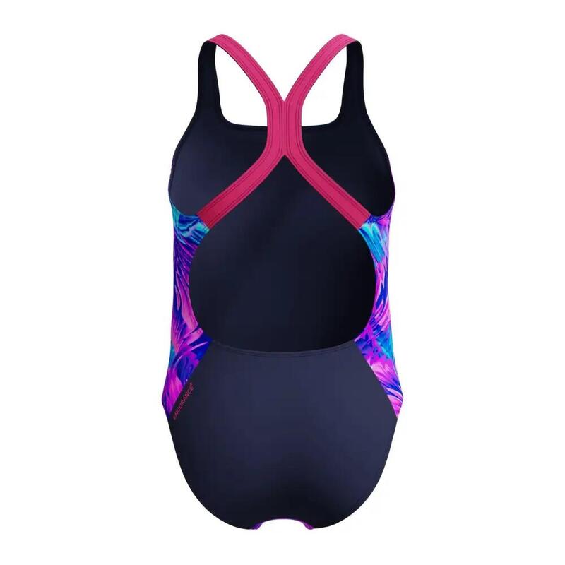 Costum inot fete Speedo Printed Powerback roz/albastru – rezistent la clor