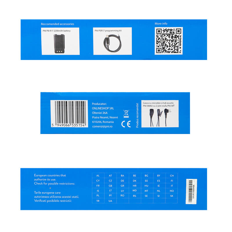 Statie radio portabila PMR R17 446MHz, 0.5W, 16 canale PMR, IP68