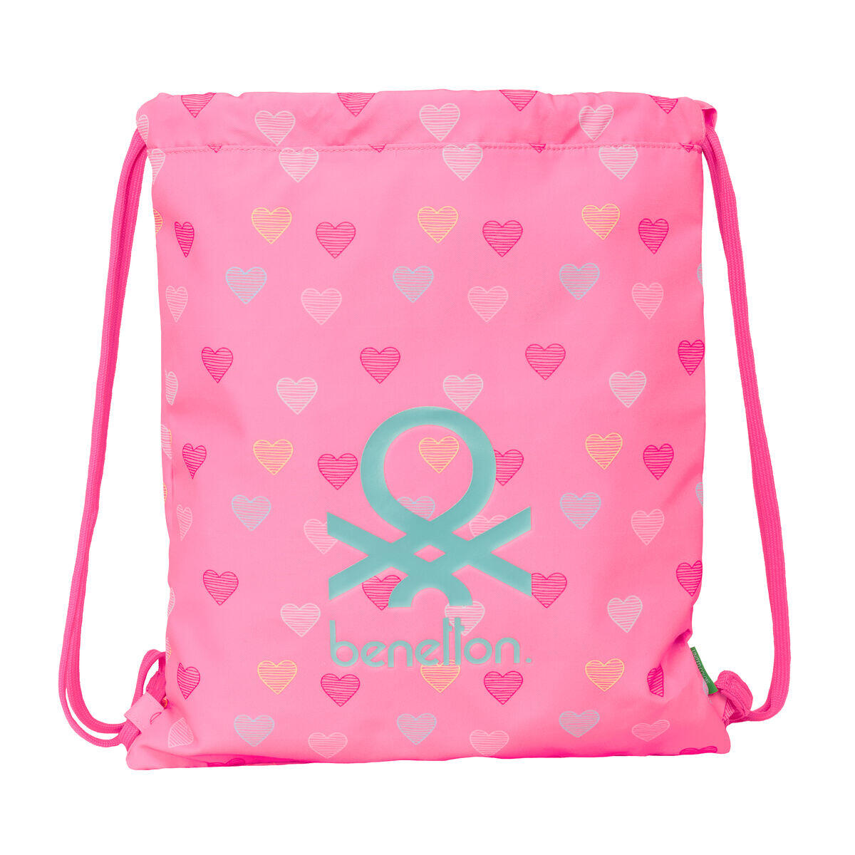 Sac à dos serré par des ficelles BENETTON Heart Rose 1/5