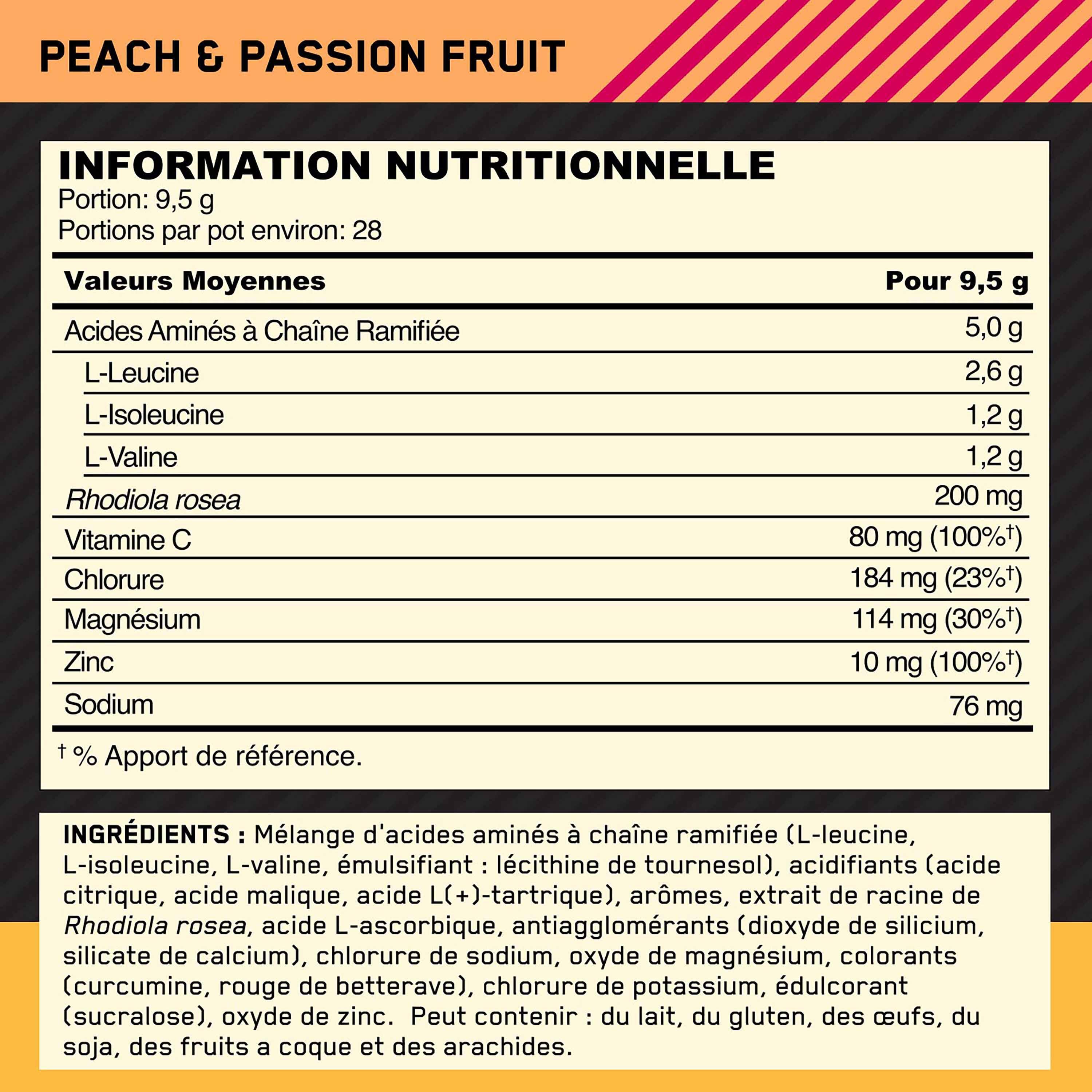 BCAA en poudre - Gold Standard BCAA - Pêche et Fruits de la Passion 266g 5/6