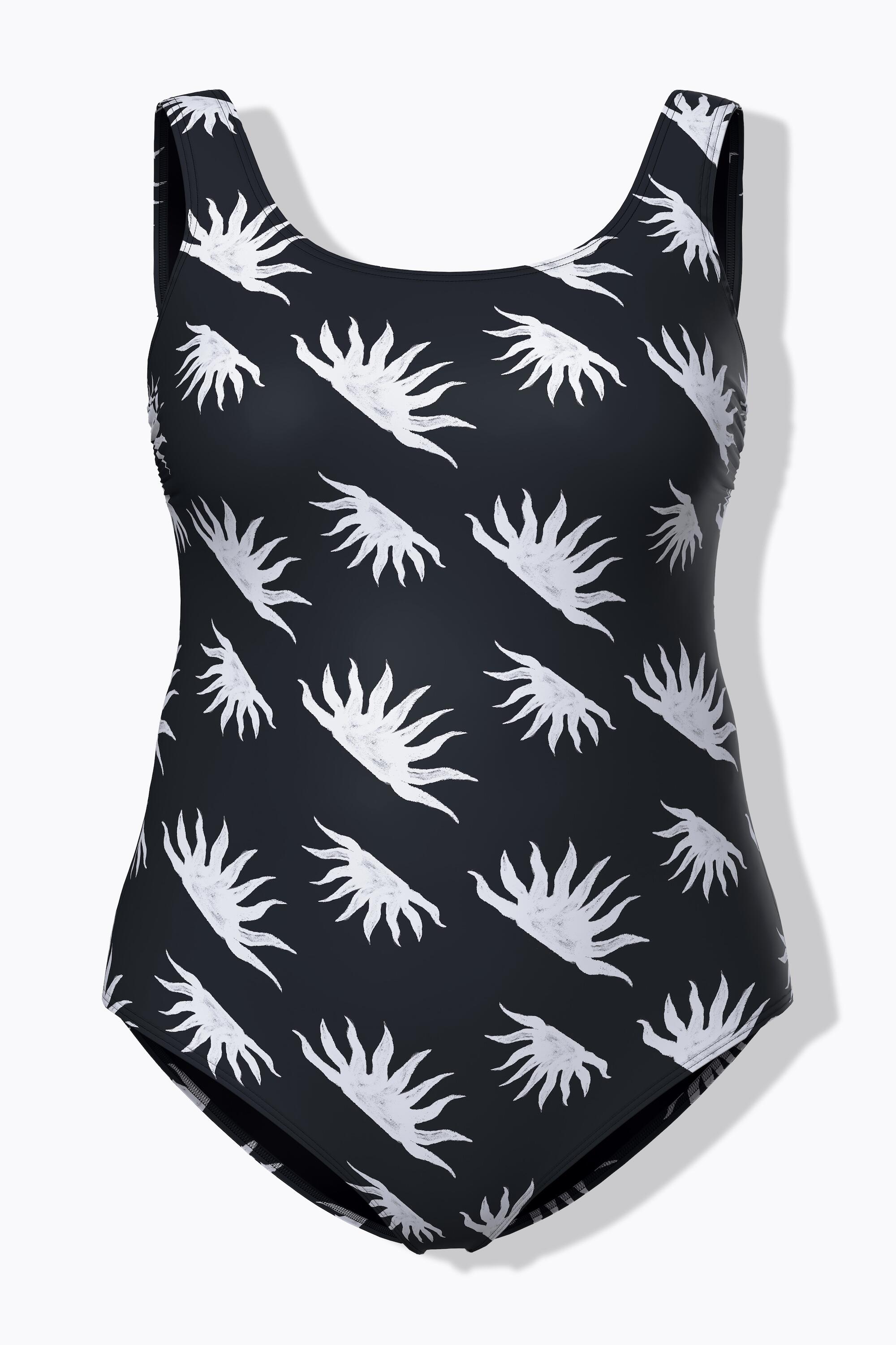 Femme Maillot de bain sans bonnets souples motif soleils et décolleté rond 6/7
