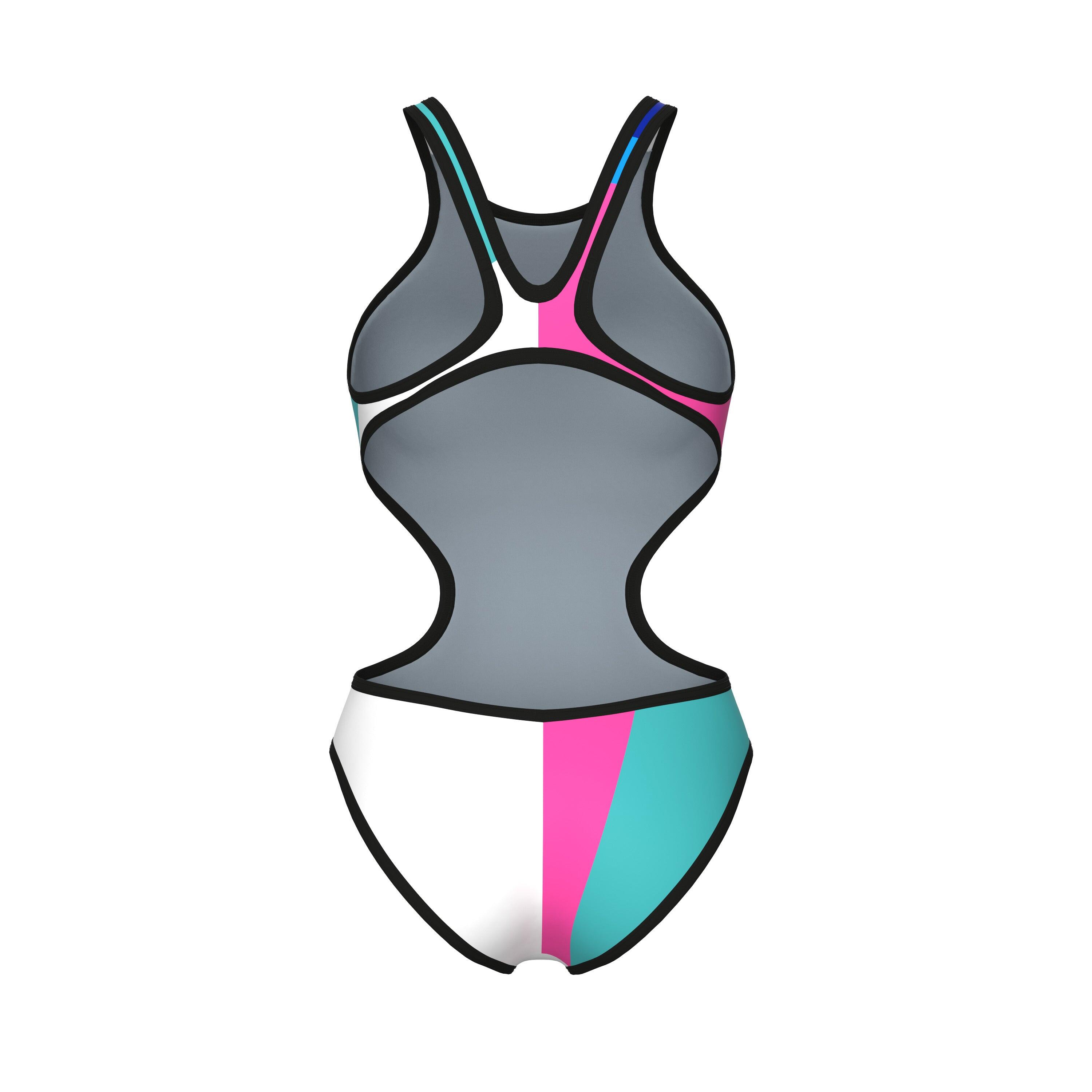 Arena Damen Badeanzug One Placement Tech Back Multicolor Schwarz 4/4